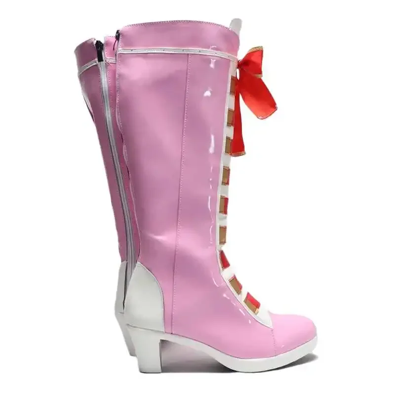 Game Tekken 8 Lili Cosplay Shoes Boots Pink Long PU Leather For Halloween Christmas Carnival Party Role Play Props For Women Men