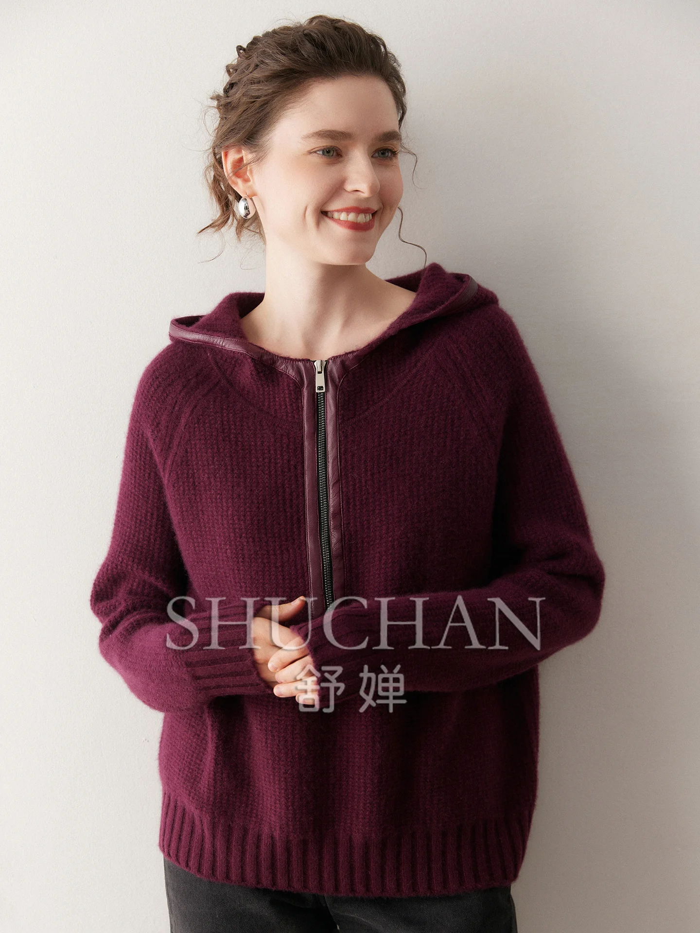 

Loose Wool Cashmere Shirt Women's Lazy Half Zipper Hooded Pullover 2025 Autumn and Winter New Knitted Sweater Women