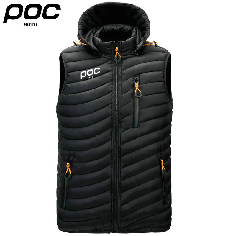 New Sleeveless Winter Thermal Jacket Moto Poc Cycling Hooded Warm Coat Windbreaker Mountain Bike Cothing MTB Bicycle Down Jackes