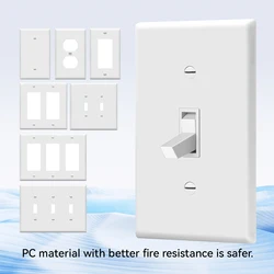 1 piece of wall panel light switch cover, various styles of PC wall panel light switch socket cover, sturdy and durable for home