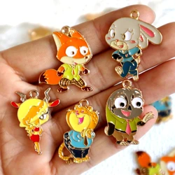 10pcs Anime Zootopia Animal Alloy Pendant Cute Metal Charms DIY Necklace Bracelet Earrings Keychain Accessory Jewelry Component