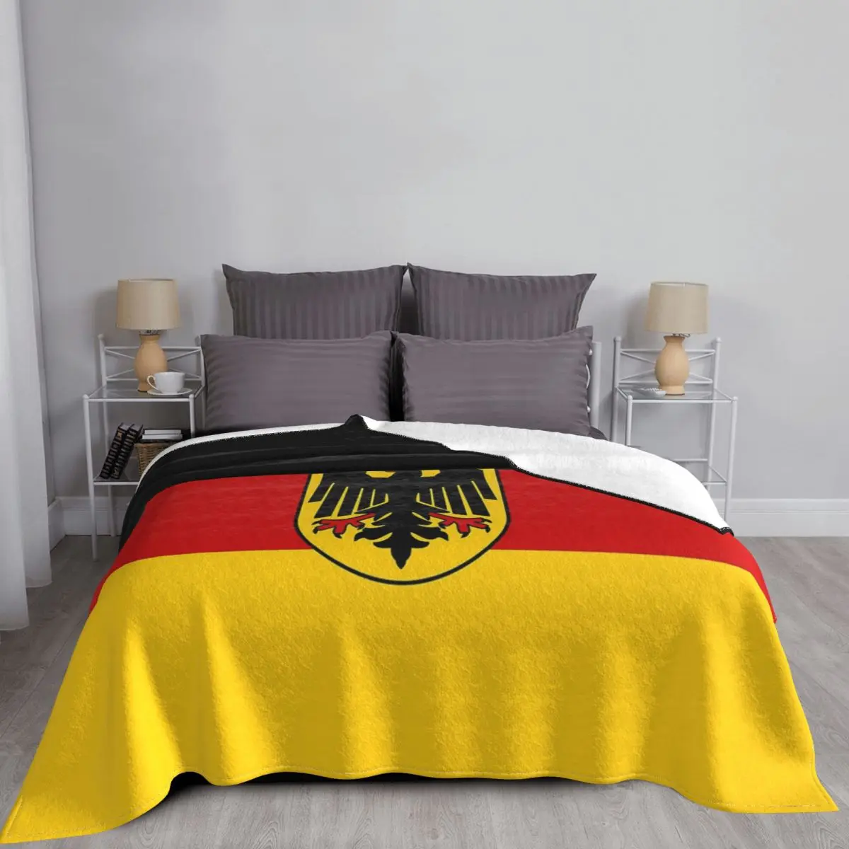 German State Flag Germany Blanket Imperial Eagle Fuzzy Throw Blanket Bedroom Sofa Printed Ultra-Soft Warm Bedspreads