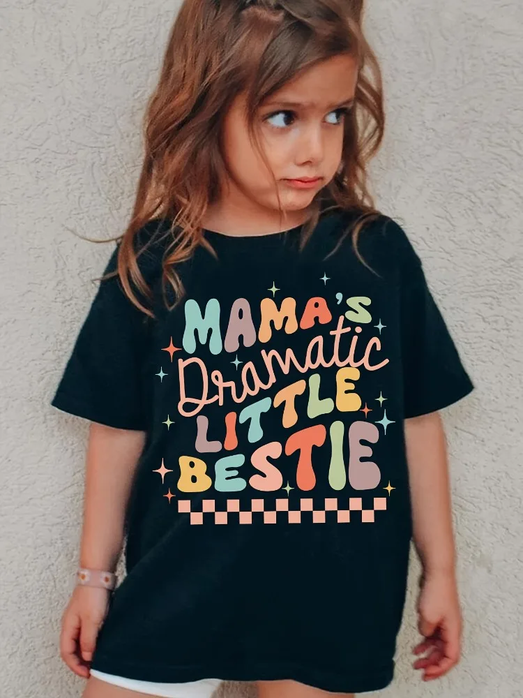 

2025 Fashion Mama's Dramatic Letter Printed Summer T-shirt Comfortable Casual Printed T-shirt Round Neck Casual Pure Cotton Top