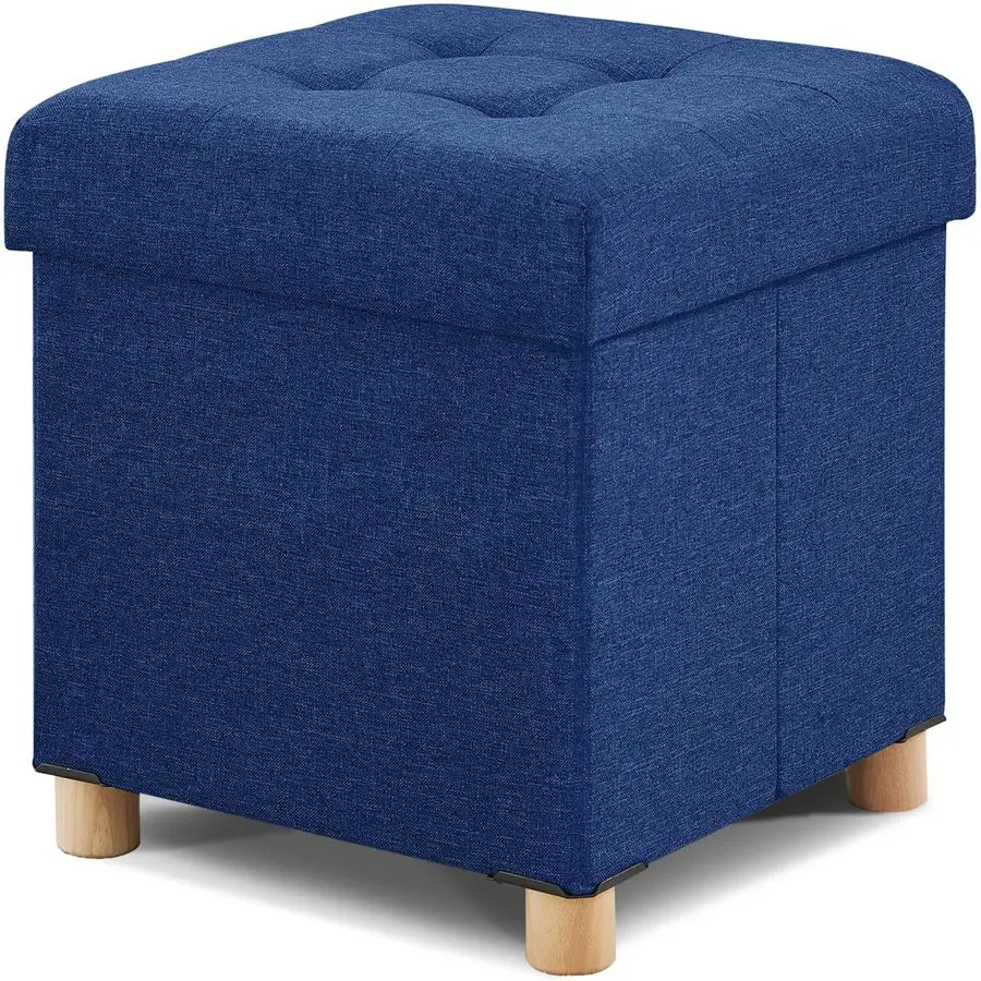 

Small Ottoman with Storage, Foot Stool Ottoman Storage Cube, Foot Rest for Couch with Legs, Blue 14.8 x 14.8 x 16