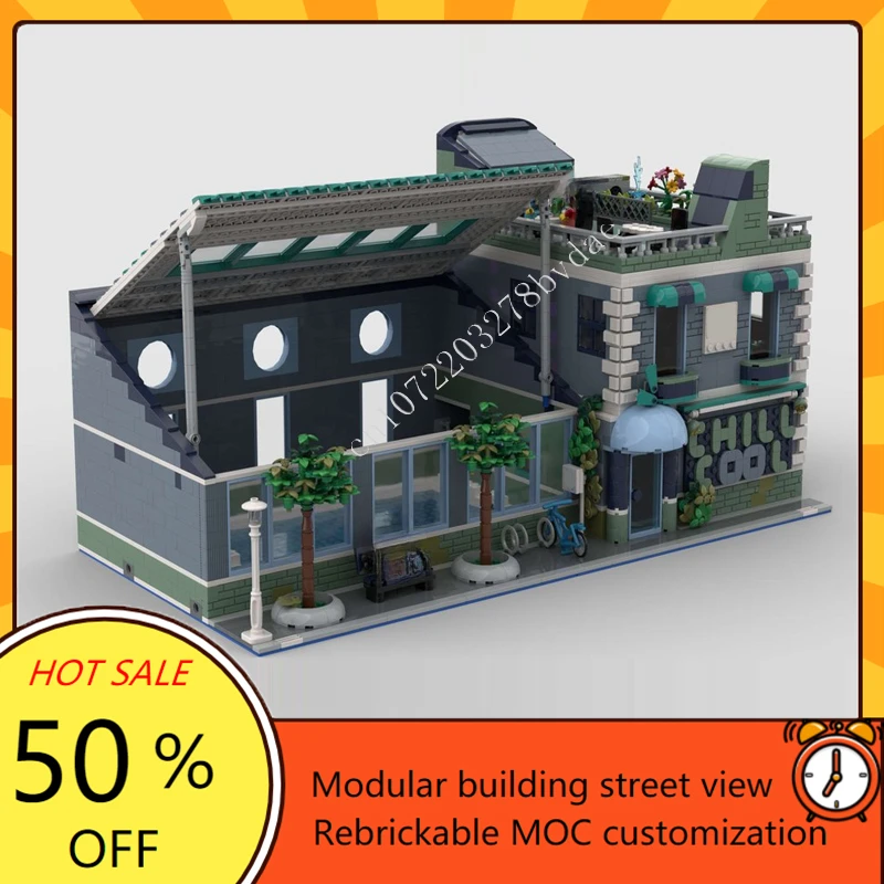 3967PCS Chiil & Cool Municipal swimming pool Modular MOC Creative street view Model Building Blocks DIY Education Model Toy Gift