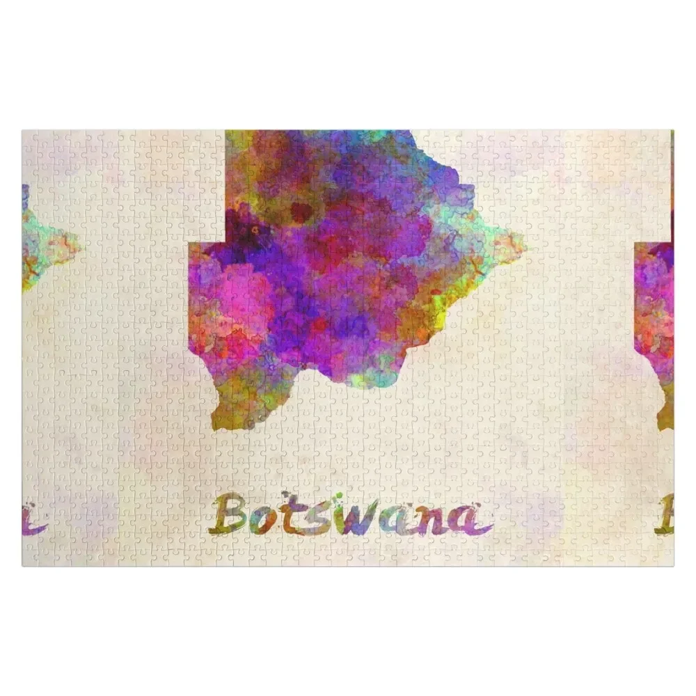 botswana watercolor map Jigsaw Puzzle Baby Wooden Wooden Name Personalised Custom Kids Toy Puzzle