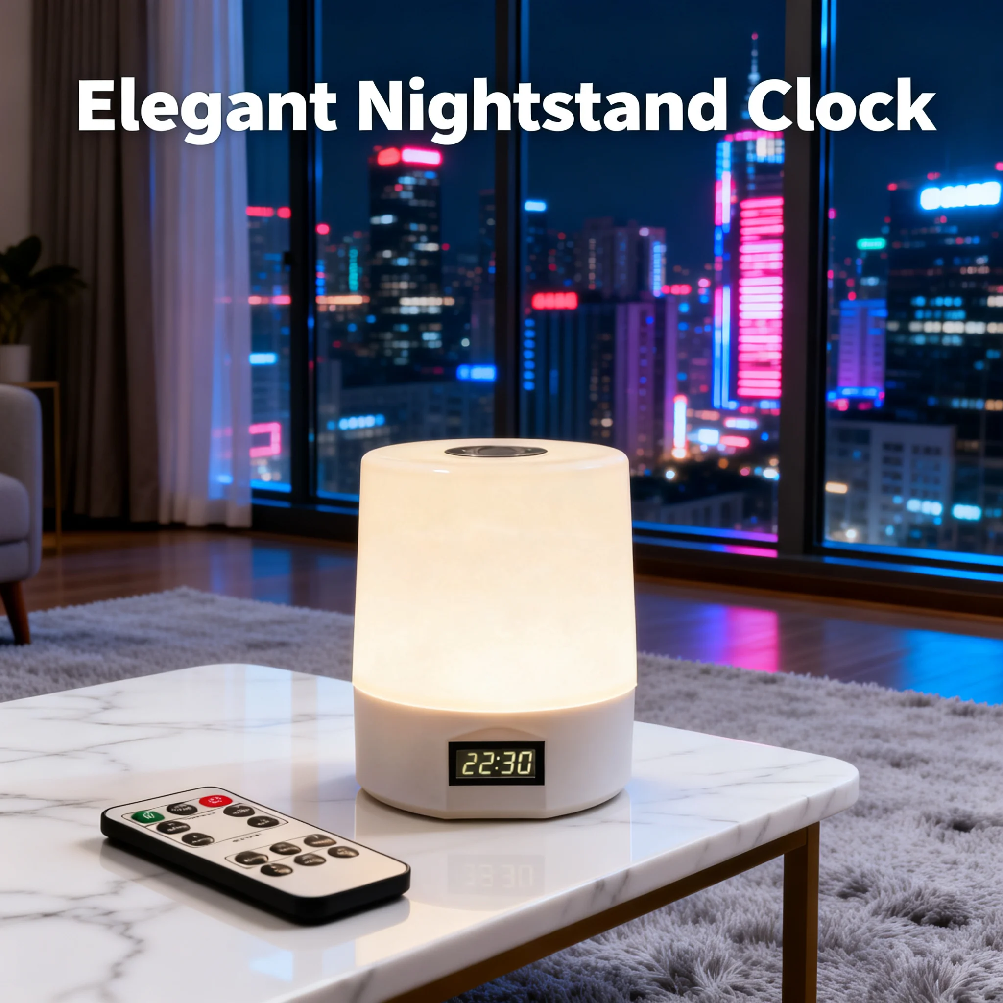 Smart Clock Lamp Bedside Night Light with Digital Clock Remote Control 3 Color Temperature Adjustable Brightness LED Table Lamp