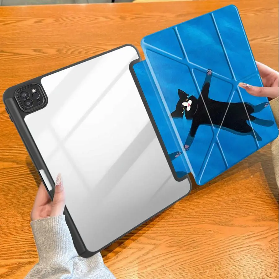 Cat Drinking Alcohol Case for Apple iPad 12th Pro M4 13 2025 2026 9th 10th Gen 11th Mini 7 6 5 Air 8 M2 M3 3 With Pencil Holder