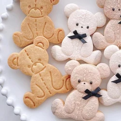 Cartoon Bear Butter Cookie Mold DIY Cute Christmas Bear Fondant Cake Decorating Tools Biscuit Press Stamp Handmade Baking Tool