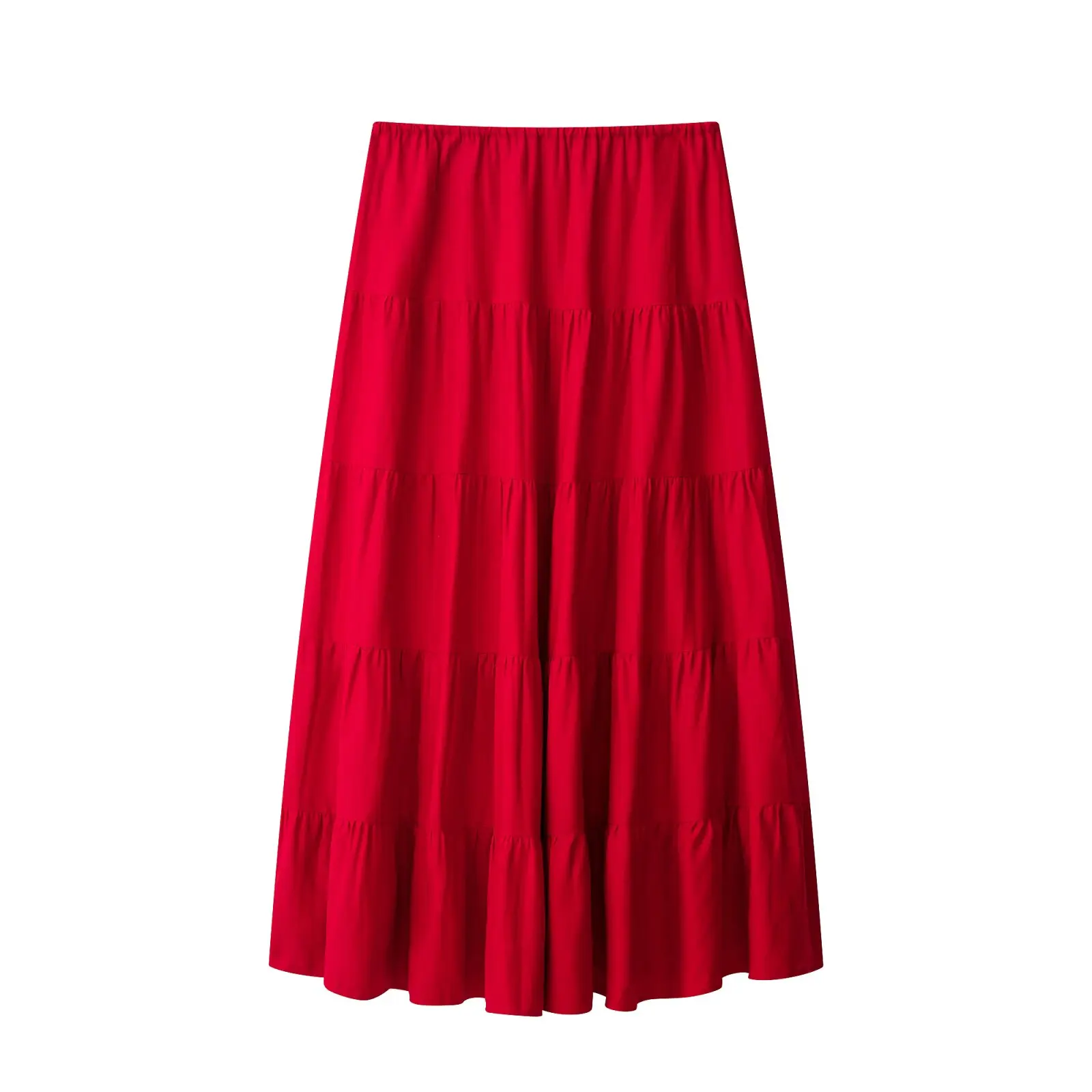 KONDALA Schicke Sommerliche Sexy Rote Damenanzüge mit Neckholder-Plissee-Weste + Langer Midirock mit Kordelzug – Modische Urlaubssets für Damen 2026 – Detail 15