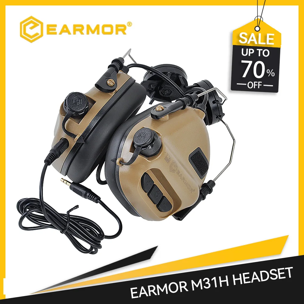 Military Tactical Headset EARMOR M31H MOD3 Headphone Hearing Protection Softair Aviation Headset For FAST Headgear