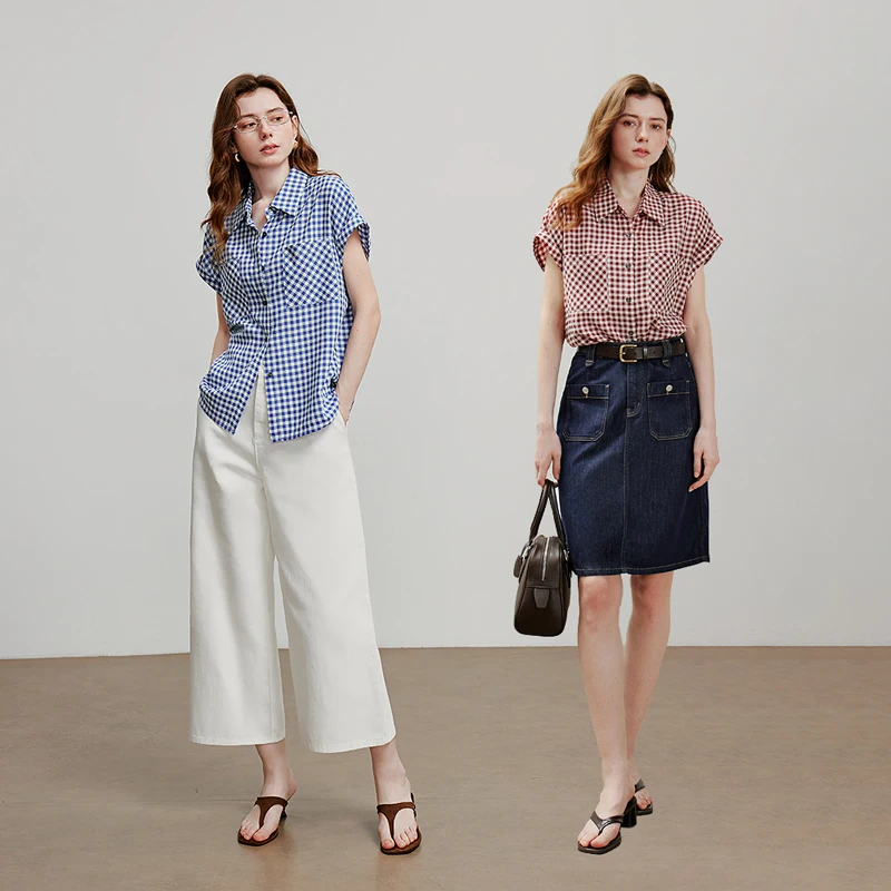 TOYOUTH بلوزة نسائية قميص 2025 صيف جديد ريترو منقوشة قصيرة الأكمام قميص غير رسمي متعدد الاستخدامات 8522043