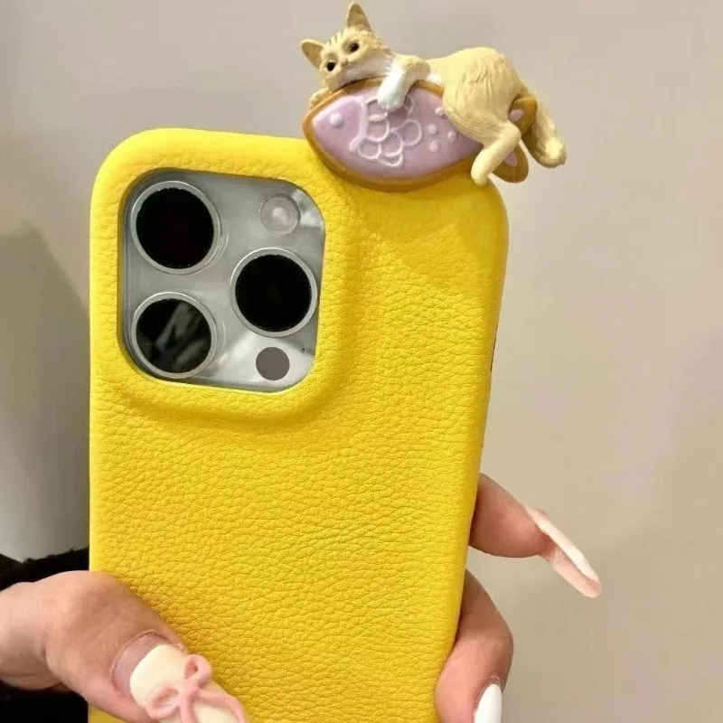 For Honor GT 5G 300 Pro Ultra 200 Pro X9C Magic 7 Lite Mate 70 Pro Pro+ Phone Case Cartoon Cute 3D Cat Lychee Leather Soft Cover