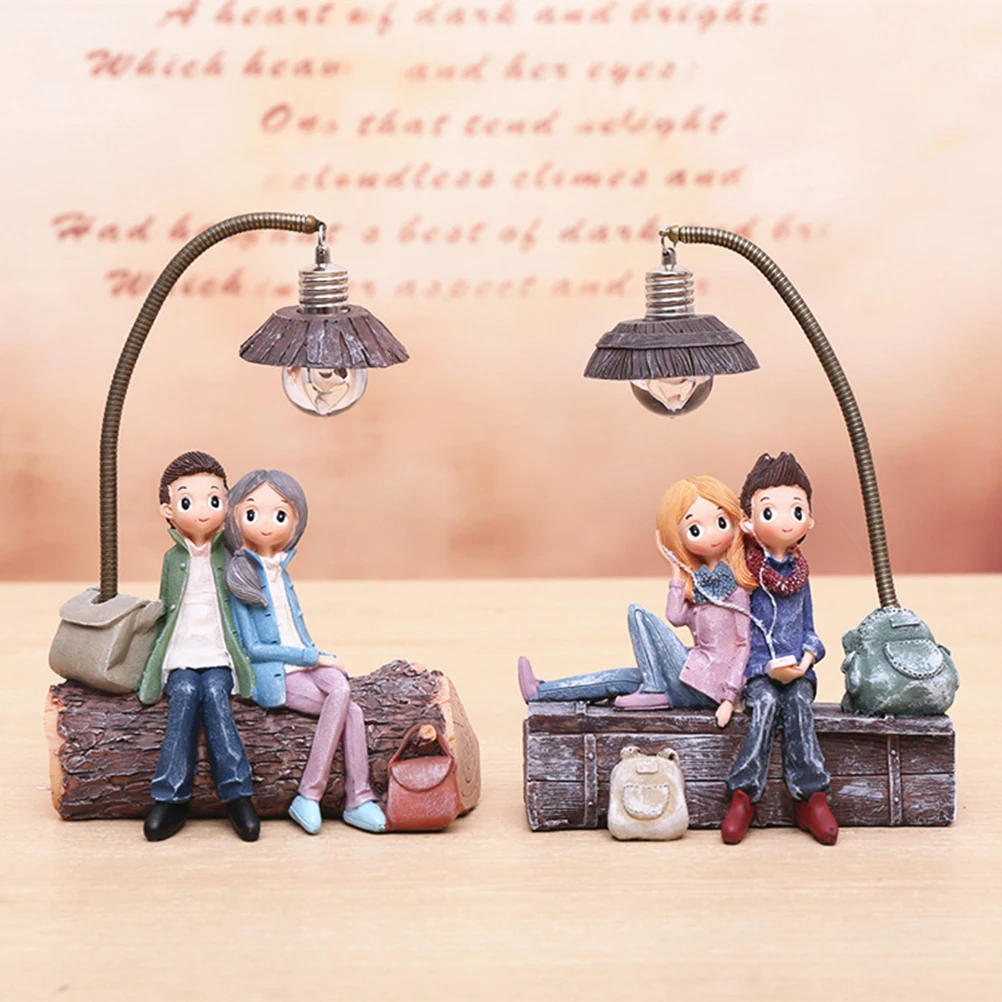 

Stump Couple Lights Room Decoration Figurines for Interior Gifts Sculptures & Ornaments Mini