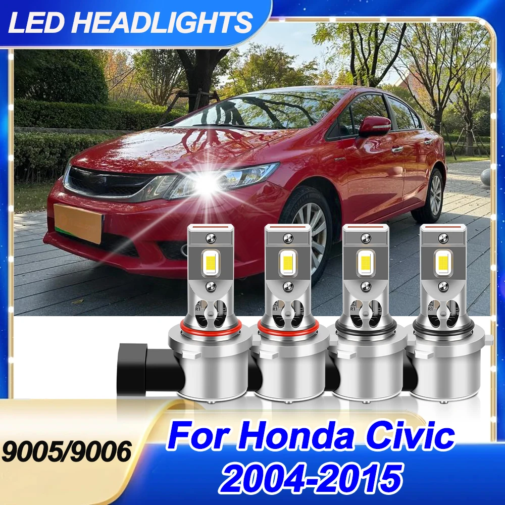 

For Honda Civic 2004-2015 9005 9006 Car LED Headlight Bulbs High Low Beam Kit 6500k Turbo Fan Headlamps
