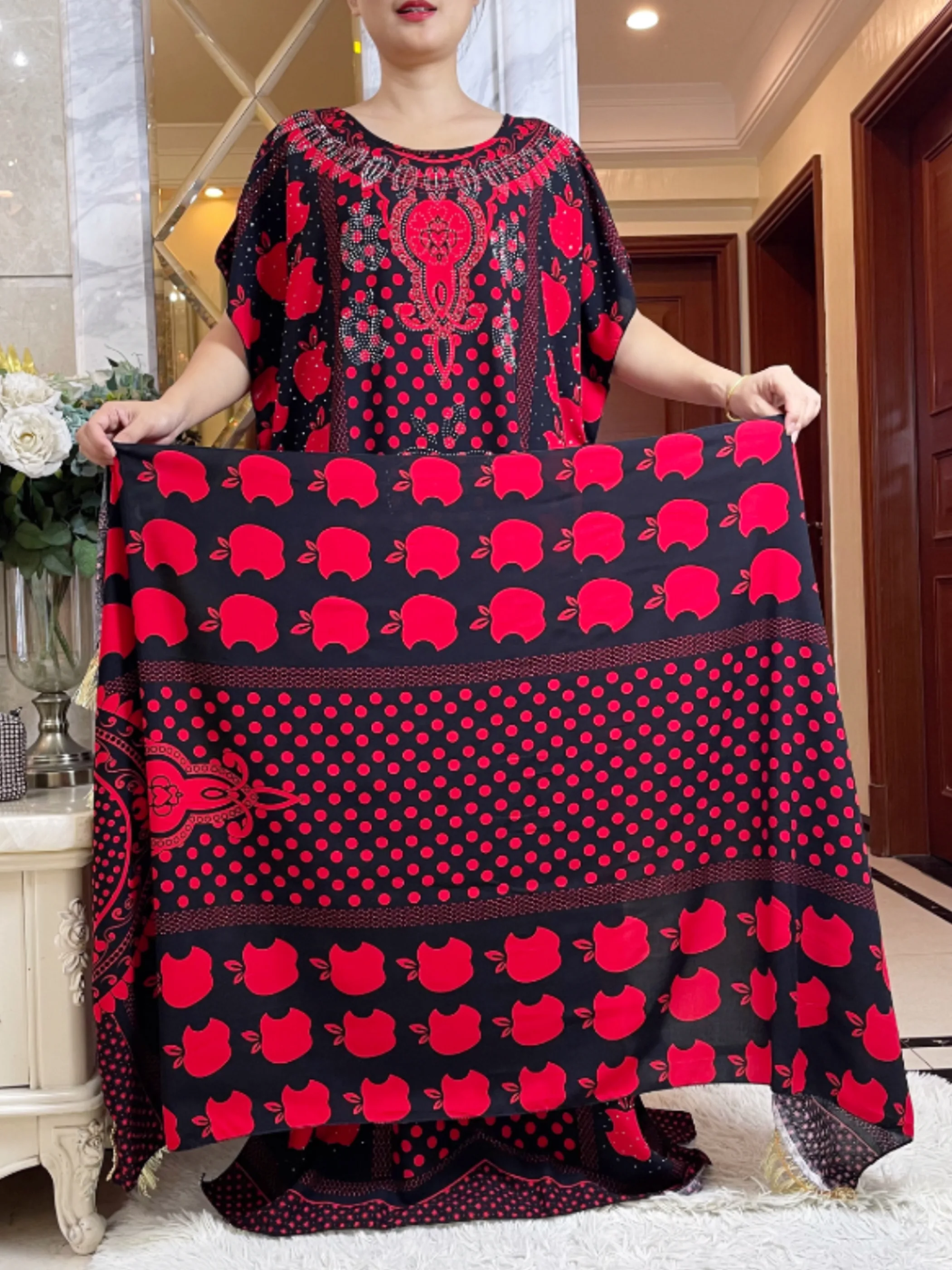 New Muslim Dubai Abaay Women Cotton Dress With Big Scarf For Women Maxi Summer Short Sleeve Loose African Abaya Clothing