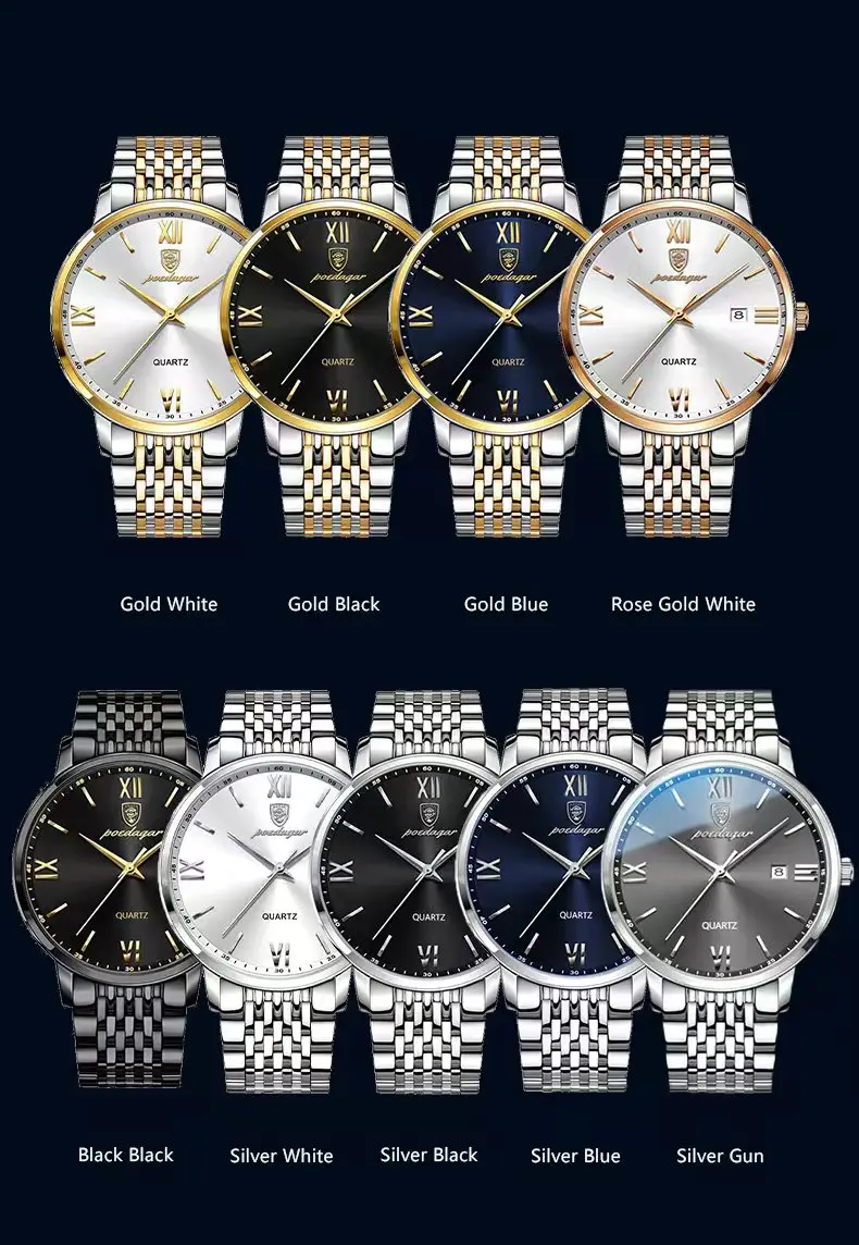 POEDAGAR Luxus Sport herren Armbanduhr Edelstahl Wasserdicht Datum Mann Uhr Hohe Qualität Casual Mode Quarz Männer Uhren – Detail 10