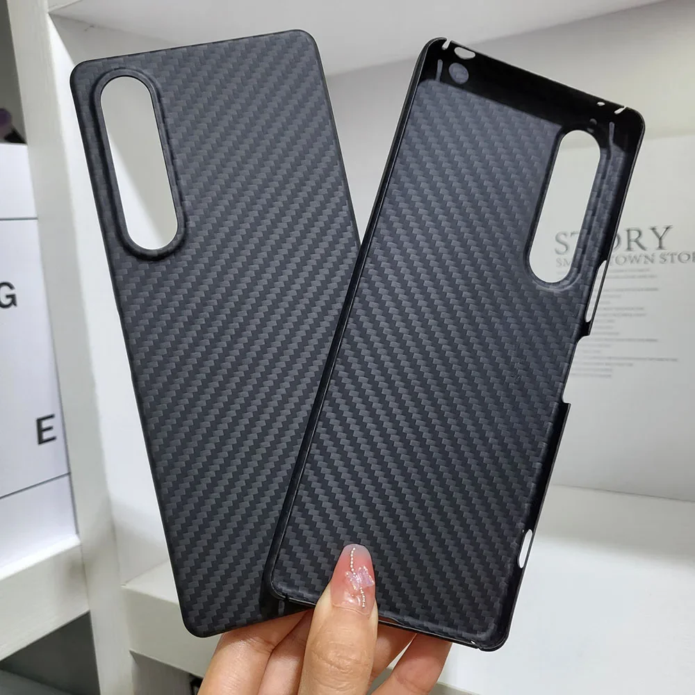 

Real Carbon Fiber Case for Sony Xperia 1V Ultra-thin Aramid Fiber Armor Back Cover for Xperia 1V Case Fundas Business