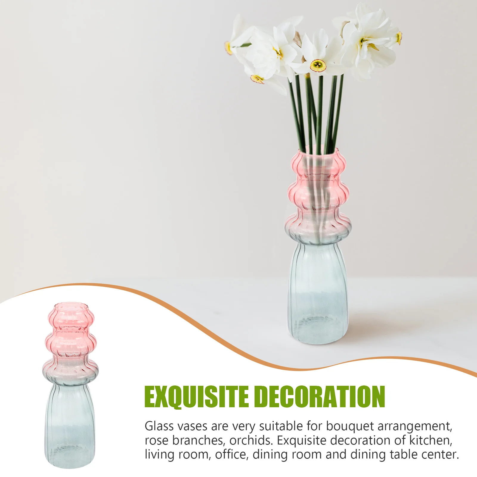 

Bud Glass Vase Thick Bottom Home Office Desktop Decoration Glass Flower Container Desktop Vase Ornament