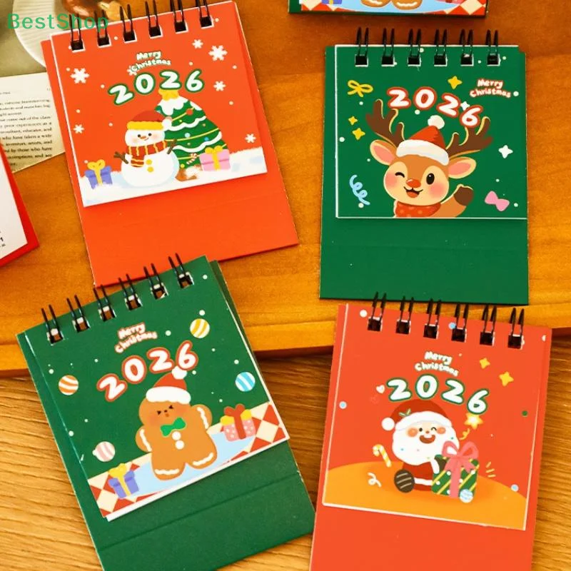 💕2026 Christmas Theme Mini Desk Calendar Creative Portable Coil Calendar Planner For Desk Or Office Use
