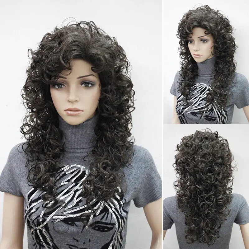 Women Wig Wavy Curly Wig Ladies Hair Fluffy Wig Brown Blonde Cosplay Wigs