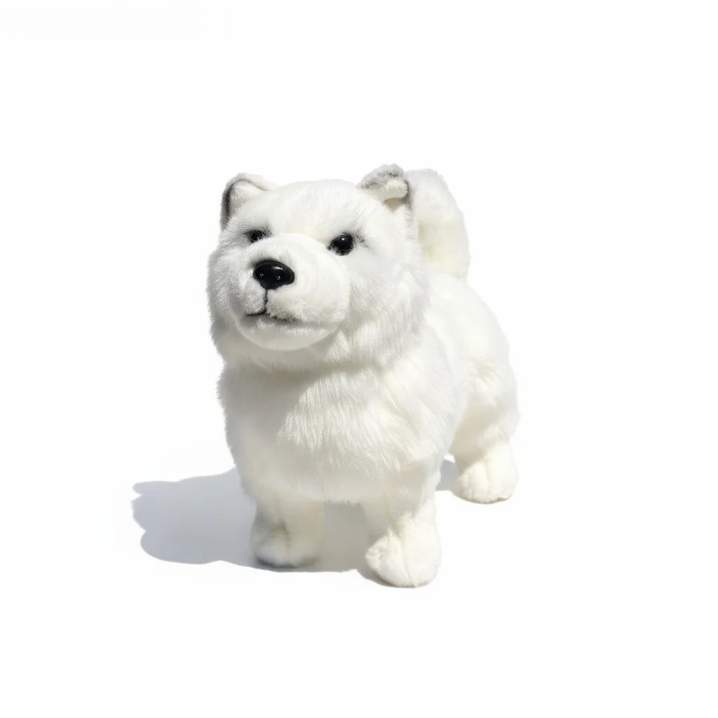 Juguete de peluche samoyedo realista, muñeco de perro de peluche, juguete suave para abrazar para niños, regalo de cumpleaños y Navidad