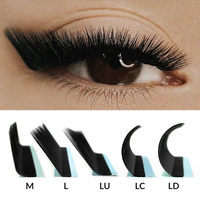 Abonnie L/M/LU/LC/LD Curl Lash Extension Cashmere Matte Black Eyelash Extension 8-15mm Mixed Individual Eyelashes Tray
