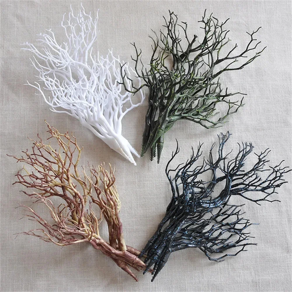 

4Pcs Artificial Antler Dried Tree Branches Plastic Manzanita Branches Decorative Plant Twigs Dry Branch Party Decorations