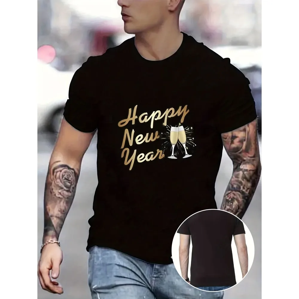 

Men's Breathable Casual Fashion T-Shirt - Summer Collection, Stretchy & Comfortable with Unique Print Design, Round Neck