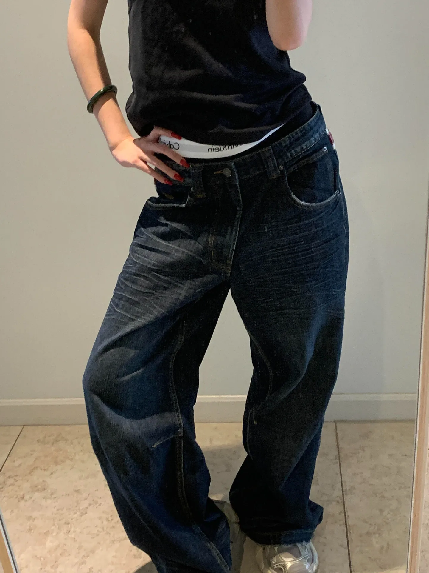 Street Popular Loose Jeans Women Patchwork Y2K New Harajuku Vintage Oversized Wide-leg Pants Couple High Waist Jeans