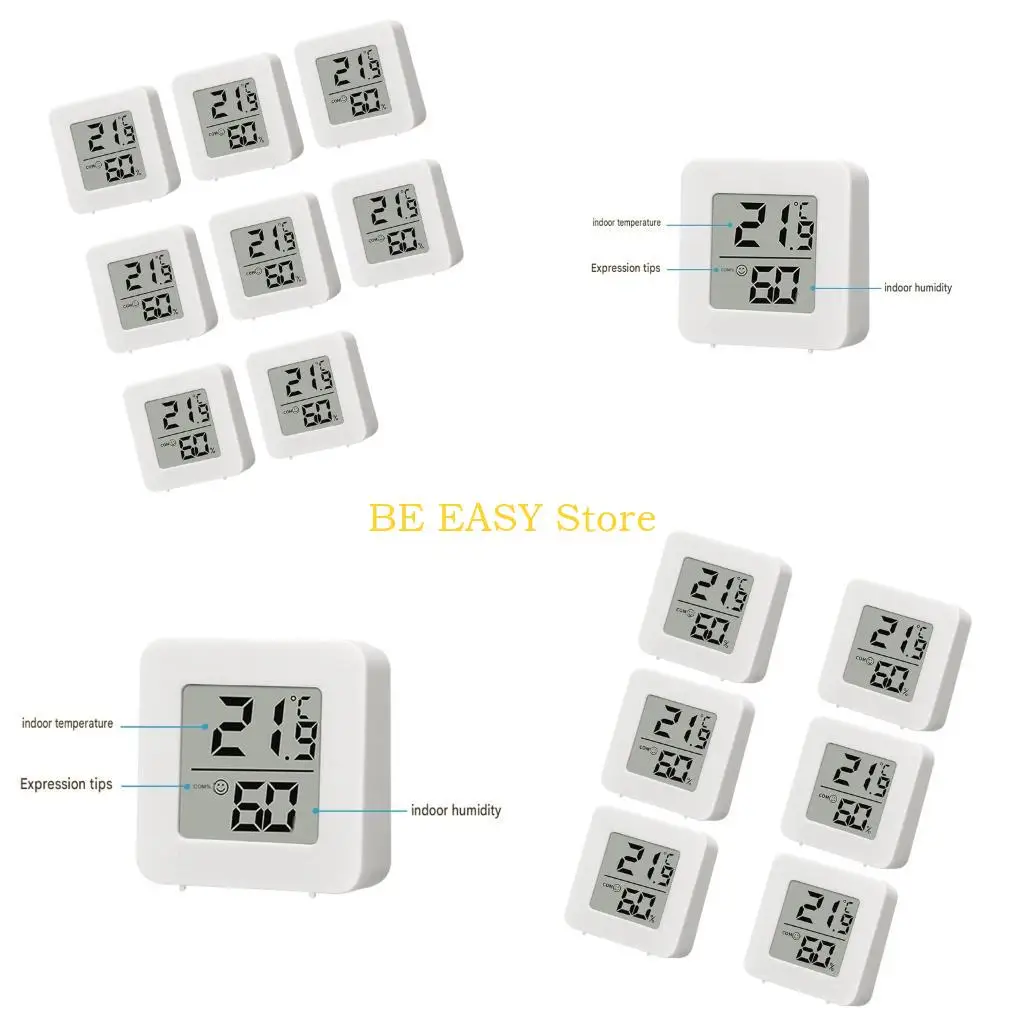 E28F 1/4/6/8Pcs Electronic Temperature Humidness Meter With Clear Display And 3 Face Icons For Easy Environment Assessment