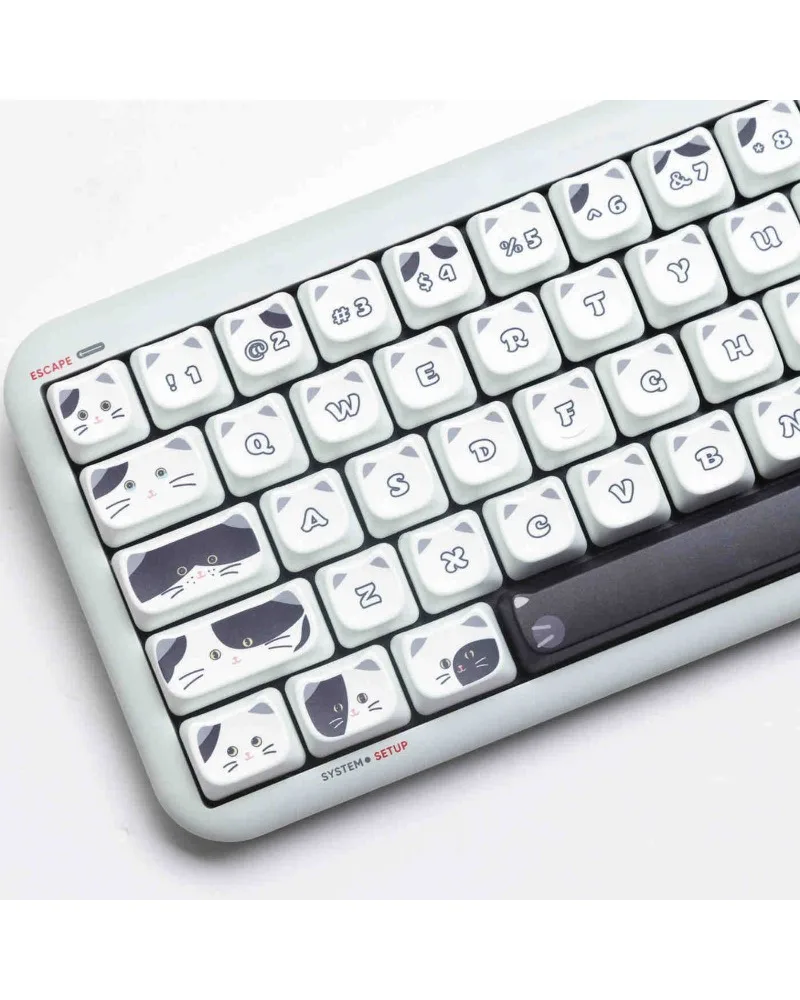 

MAO cat height black and white kitten full set of PBT sublimation keycaps split space 7u supplement