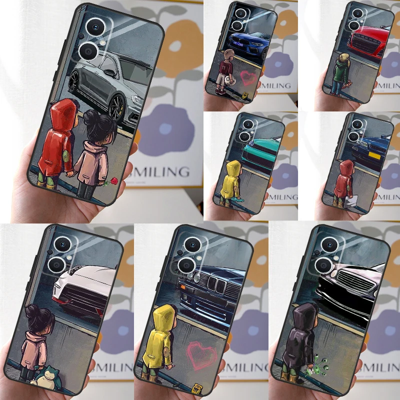 Boy Girl See Cool Sports Car Drift Phone Case For OPPO Reno 11 F 10 Pro 4 5 6 7 8 Lite 4Z 5Z 8T OPPO Find X6 X5 Pro X2 X3 Lite