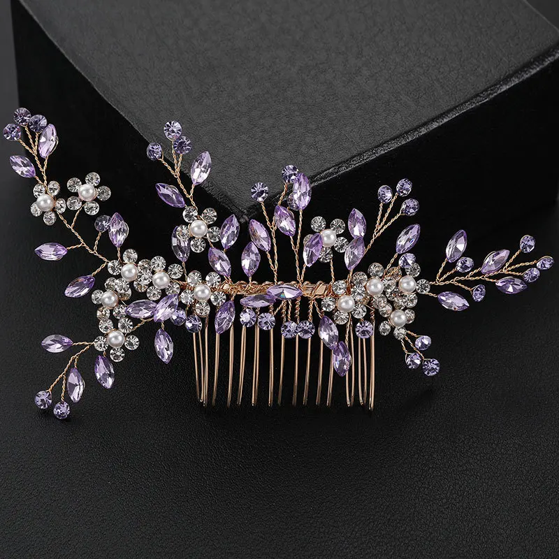 SLBRIDAL Handgefertigter Braut-Haarkamm mit Strass und Opal-Kristallen, Hochzeits-Kopfschmuck, Haaraccessoires für Brautjungfern und Frauen – Detail 5