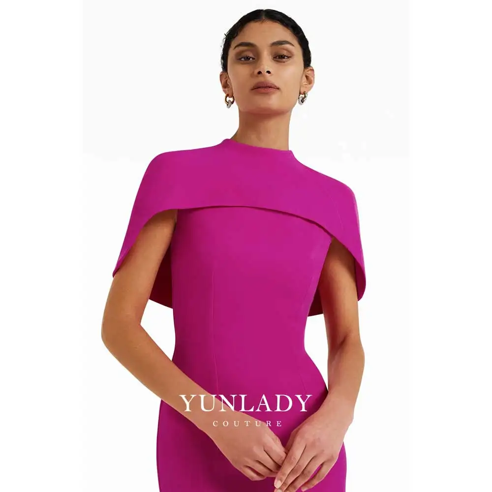 

YUNLAN Gorgeous Purple Crepe Cover Up Cape Tie Up Evening Dress Arabian Prom Dress 2024 Summer Midi Mom Dress Formal Party Dress