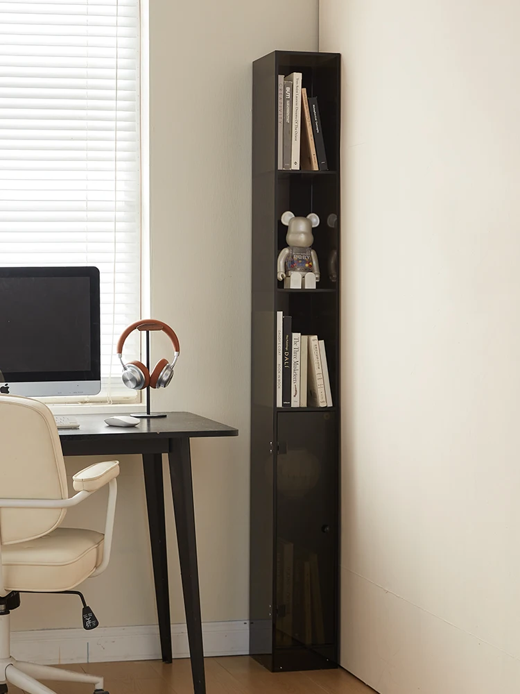 Acrylic ultra-narrow bookshelf corner side cabinet with door clip gap shelf 20cm floor narrow cabinet