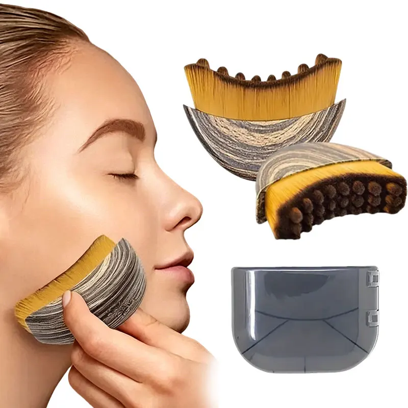 Portable Facial Brush Soft Bristles Contoured Lymphatic Massage Multi-function Facial Sculpting Tool Gentle Exfoliation Brush