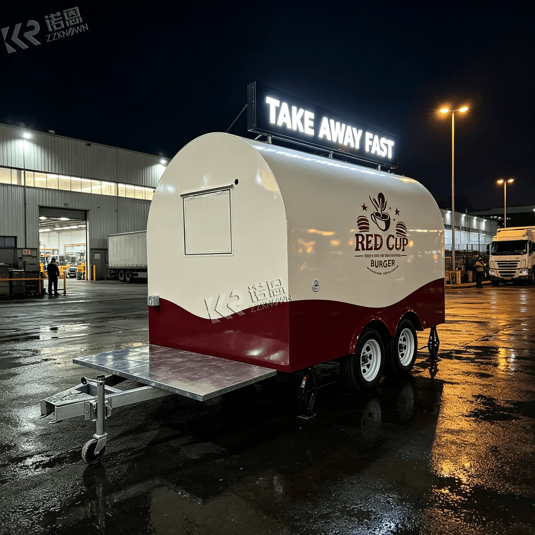 2.3m 304 Stainless Curved‑Body Food Truck & Food Trailer for Community Senior Activity Park Light Refreshment Retail Stall