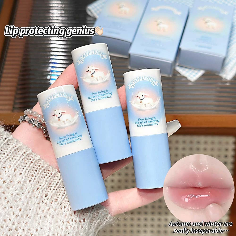 CAPPUVINI Gentle Goat Milk Lip Balm Hydrating Anti-Dry Crack Lip Cream Non-sticky Lightweight Reduce Lip Lines Plump Lips Daily