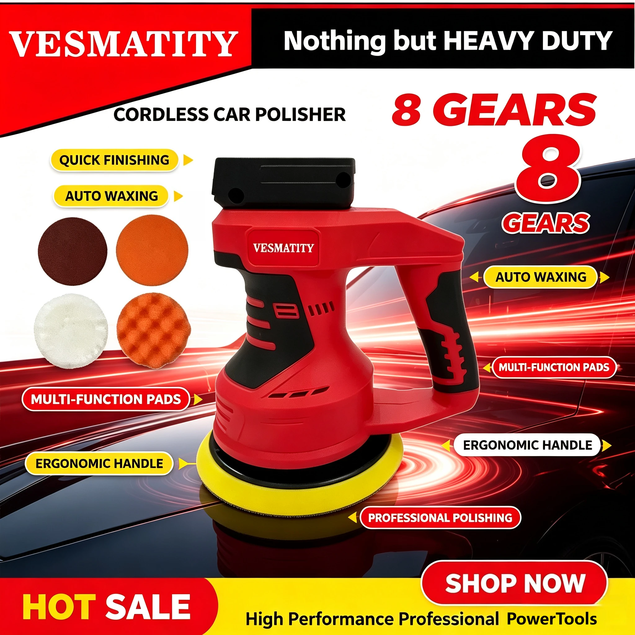 2026 HOT SALE 8 gear cordless car polishing machine for waxing sanding sealing glazing for 18V Milwaukee battery