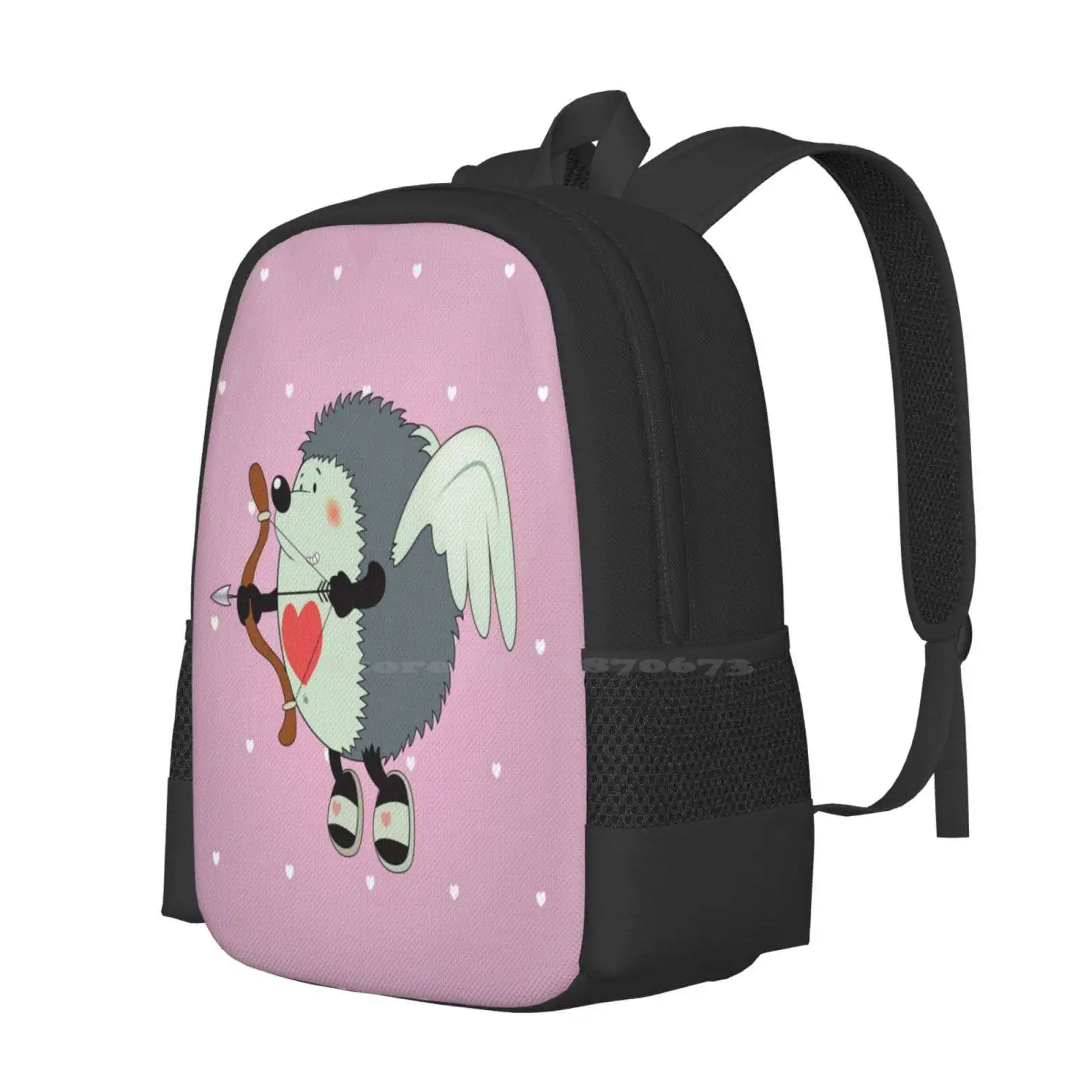 Cupid Hot Sale Schoolbag Backpack Fashion Bags Cupid Amor Hedgehog Sweet Love Cute Adorable Emotions Feelings Heart Shape Red