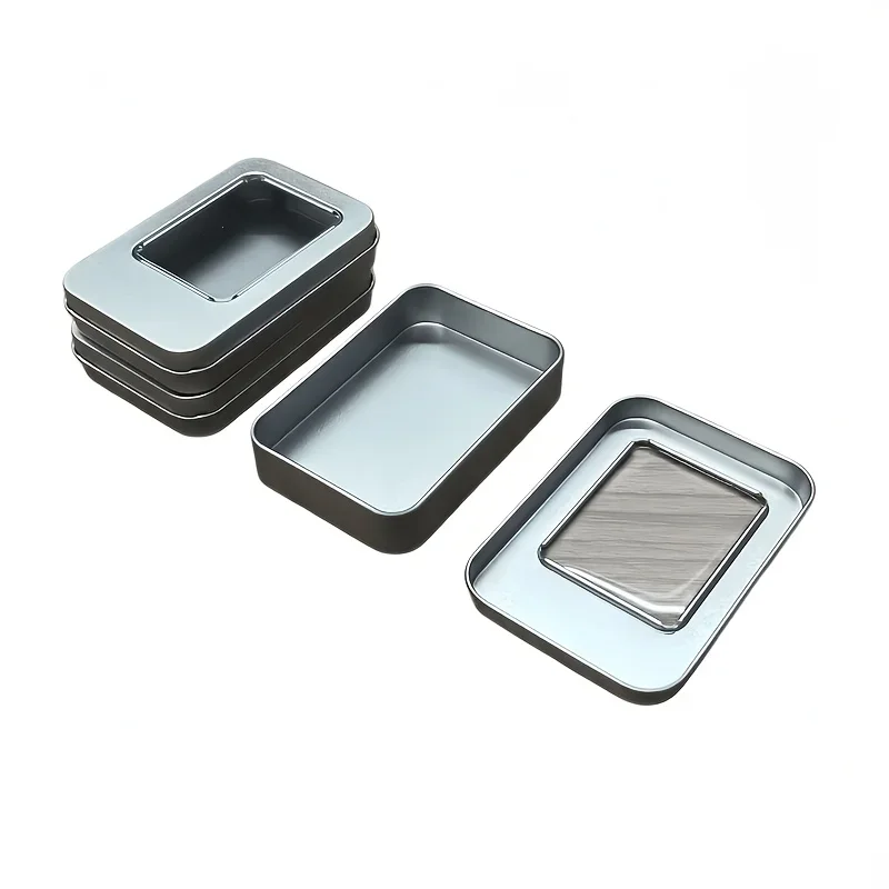 Traditional Style Iron Storage Boxes with Window, with Opening and Closing Lids - Portable Rectangular Iron Boxes,Baskets,Crates