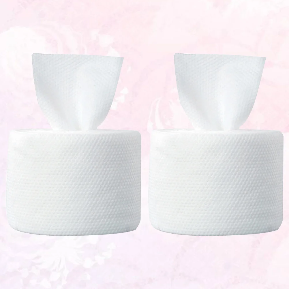2 Rolls Cotton Soft Disposable Face Washing Towel Wet Dry Use Facial Tissue Makeup Remover Disposable Facial Towel