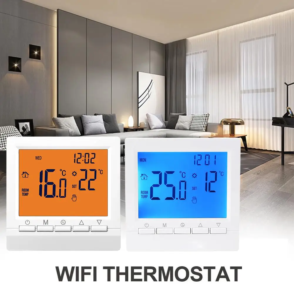 Termostat pintar Thermoregulator, termostat cerdas ruang nirkabel dapat diprogram tampilan LCD untuk Boiler lantai pemanas air Termostato P1R7