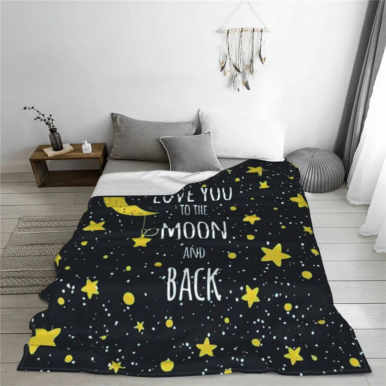 Flannel Throw Blanket To Son Daughter Gift I Love You To The Moon and Back Christmas Birthday Thanksgiving Soft Bed Blanket Gift