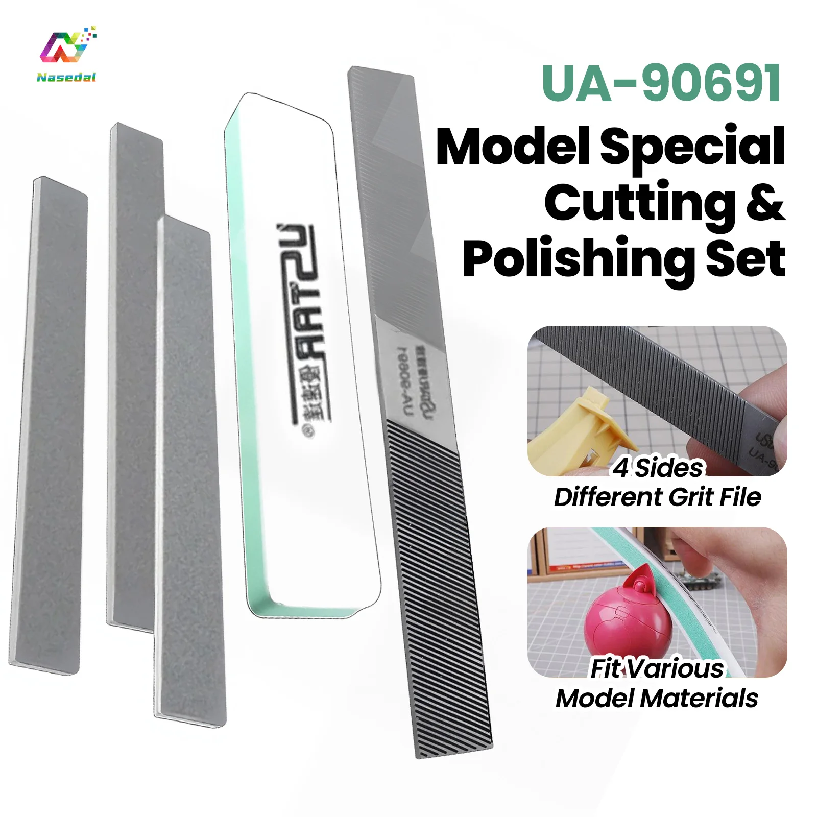 USTAR UA-90691 Model Cutting Polishing Kit Metal File for Gundam Mecha Military Model Precise Trimming Surface Grinding Tools
