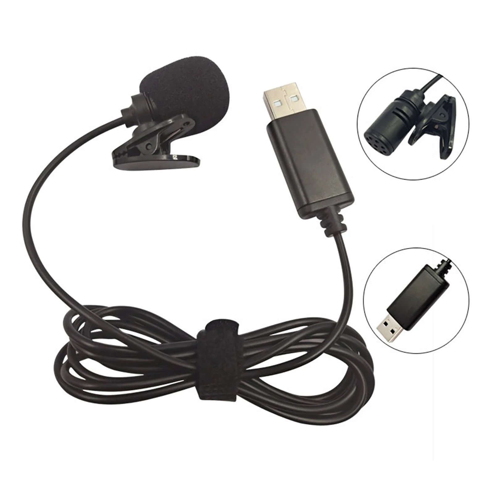 USB Lavalier Lapel Condenser Microphone Omnidirectional Wired Clip-on Mic Hands Free Plug & Play for Computer PC Laptop