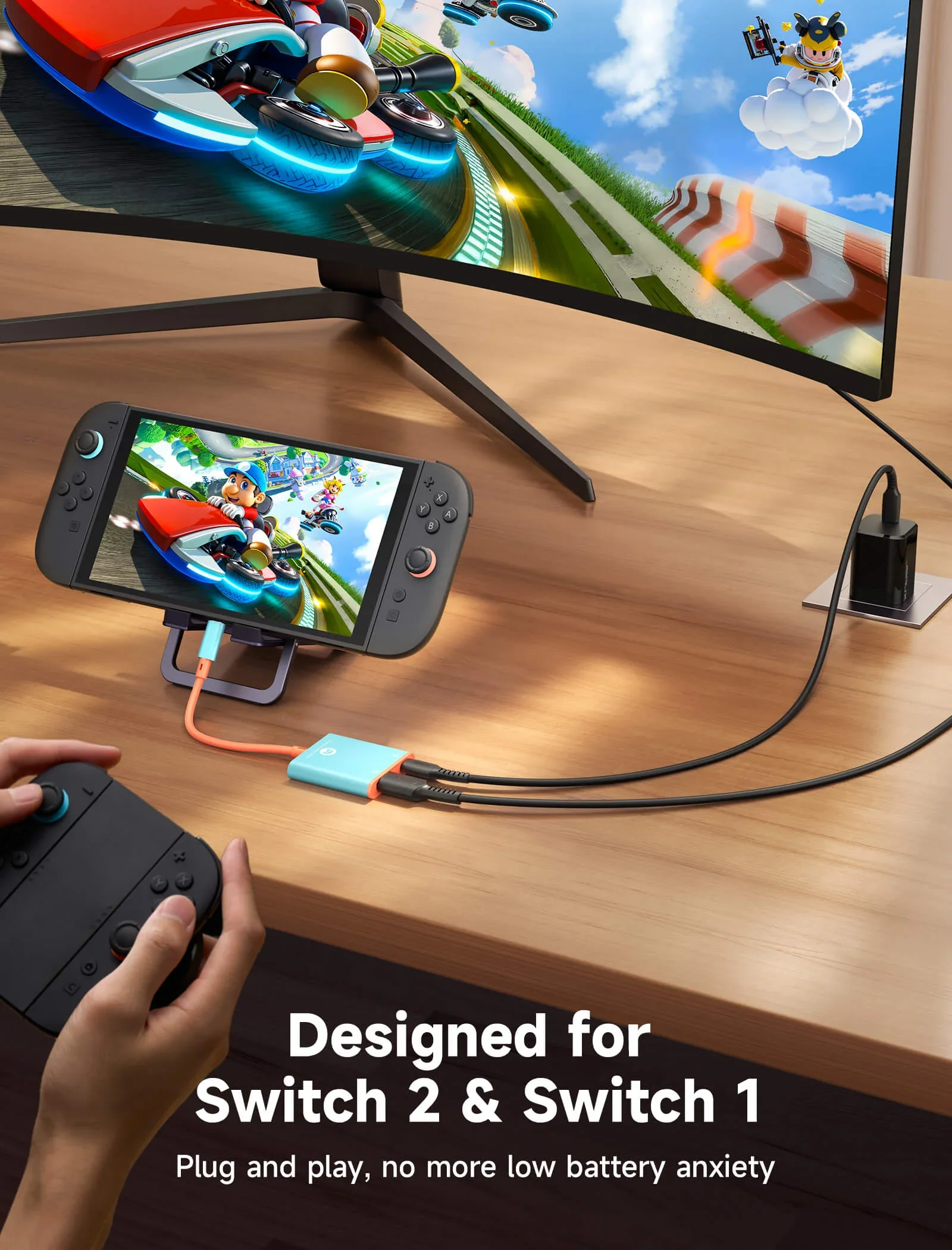 

Switch 2 Dock Switch Docking Station for Nintendo, 2-in-1 Switch 2 TV Adapter with HDMI 4K@60Hz, USB 3.0 and 100W Charge PD Port