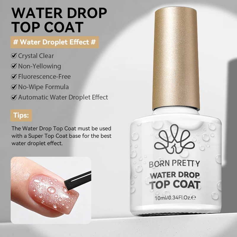 BORN PRETTY 1/2 Stück Wassertropfen Top Coat Gel Nagellack Ohne Abwischen Super Top Coat Semi-Permanent UV LED Gel Maniküre Nägel – Detail 1