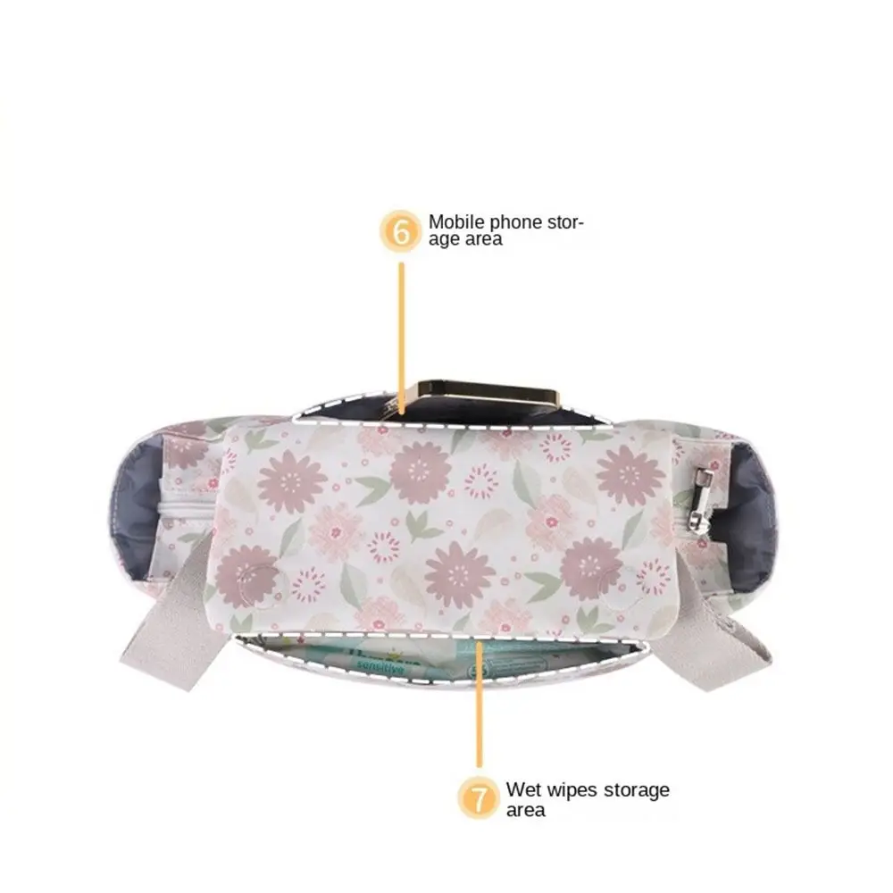 Large Capacity Baby Stroller Bag With Multiple Pockets Oxford cloth Stroller Storage Hanging Bag Magnetic Button Hanging